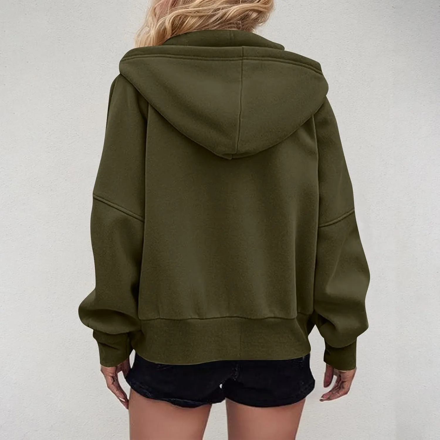 Gumipy Womens Zip Up Hoodies Jackets Tunic Long Sleeve Cropped Hoodie Casual Fleece Jacket Top Cozy Winter Coats with Pockets