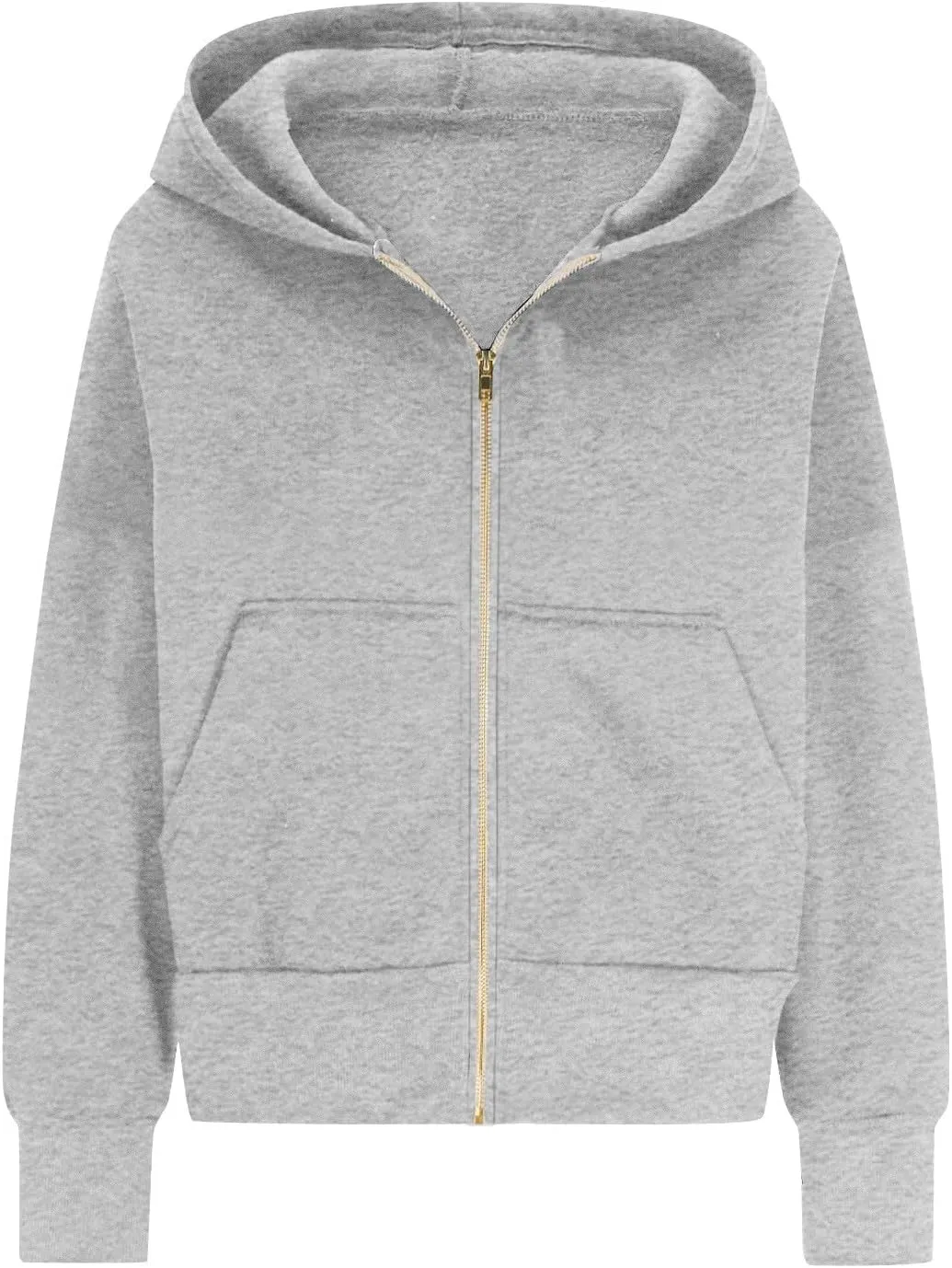 Gumipy Womens Zip Up Hoodies Jackets Tunic Long Sleeve Cropped Hoodie Casual Fleece Jacket Top Cozy Winter Coats with Pockets