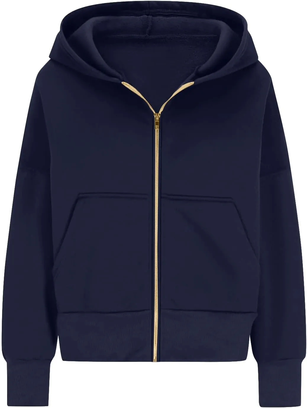 Gumipy Womens Zip Up Hoodies Jackets Tunic Long Sleeve Cropped Hoodie Casual Fleece Jacket Top Cozy Winter Coats with Pockets