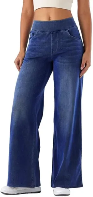 HENGAO Women's Baggy Wide Leg Jeans, High Waisted Casual Straight Leg Style Trendy Boyfriend Denim Pants with Pockets