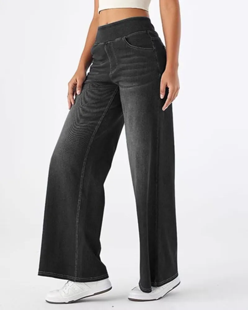 HENGAO Women's Baggy Wide Leg Jeans, High Waisted Casual Straight Leg Style Trendy Boyfriend Denim Pants with Pockets