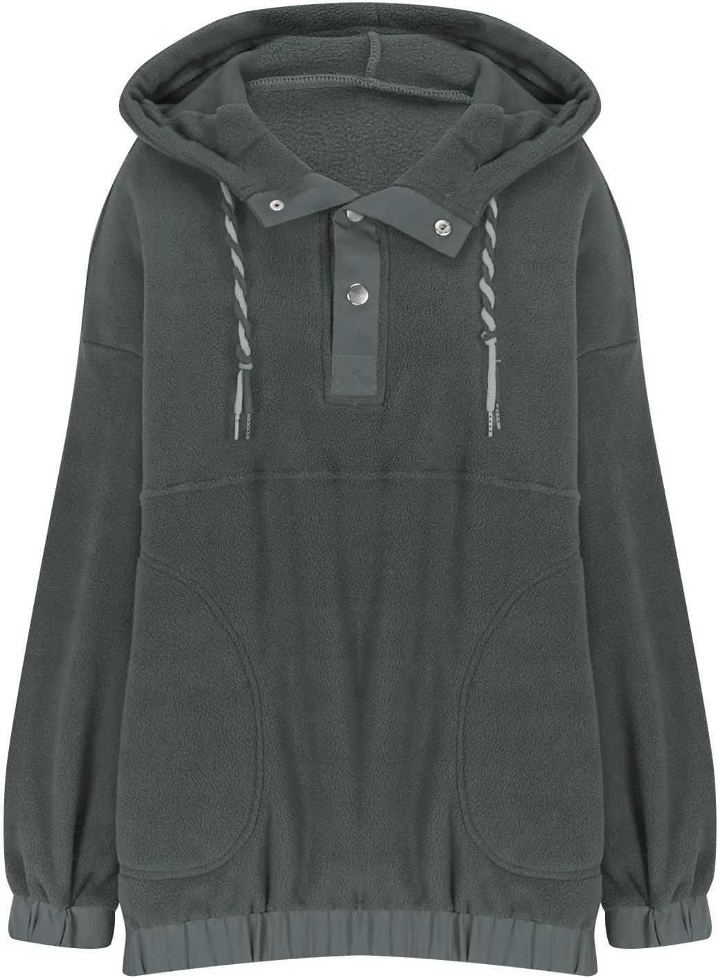 Hoodies For Women Spring Casual Half Button Drawstring Pullover Sweatshirt Long Sleeve Pocketed Shirts With Pockets