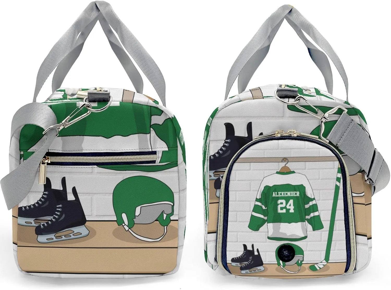 Ice Hockey Sport Team Number Forest Duffle Bag for Travel, Weekender Bag with Shoe Compartment, Carry On Overnight Bag Gym Bag Hospital Bags