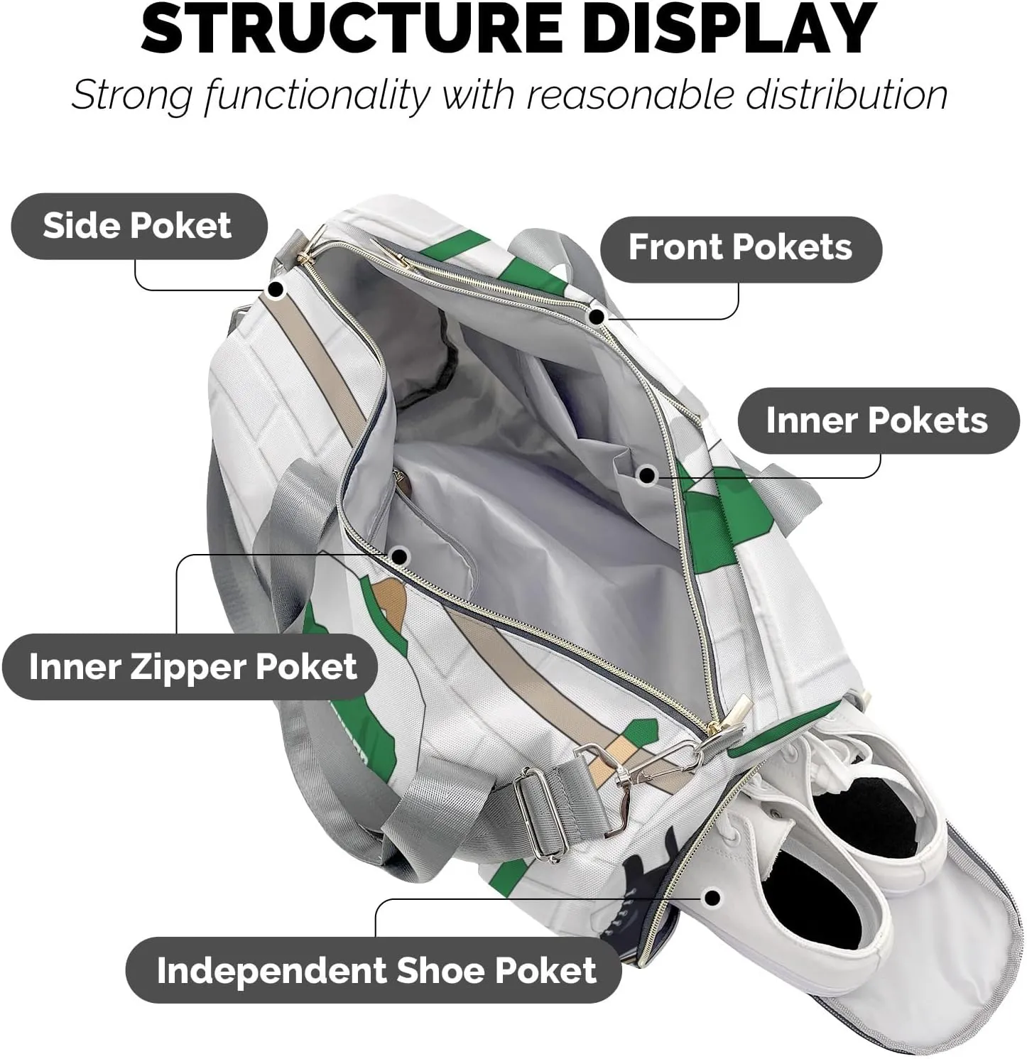 Ice Hockey Sport Team Number Forest Duffle Bag for Travel, Weekender Bag with Shoe Compartment, Carry On Overnight Bag Gym Bag Hospital Bags