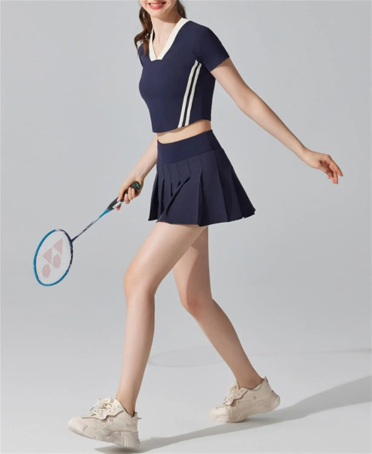 Joe Wenko Womens Pleated Tennis Skirt with Shorts High Waisted Golf Athletic Skort Mini Skirt with Pockets