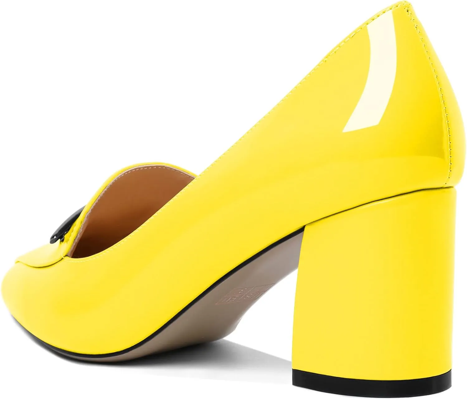 Joseywade Women's Block Heel Loafer Pumps with Trim Solid Patent Dress Shoes for Wedding Party Casual