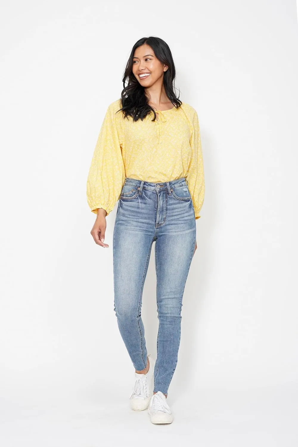 Judy Blue High Waisted Vintage Shield Pockets Skinny Jeans for Women - Comfort Stretch Denim, Classic Fit - 88871