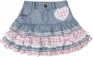 Kawaii Skirt Cute Mini Skirts for Women Pleated Skirts Korean Y2K Denim Skirt Trendy Kawaii Clothes Stuff Coquette Clothes