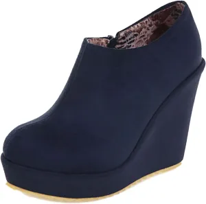 KOKOMOMO Womens Wedge Heel Ankle Boots Ladies Platform Zip Up Party Shoes