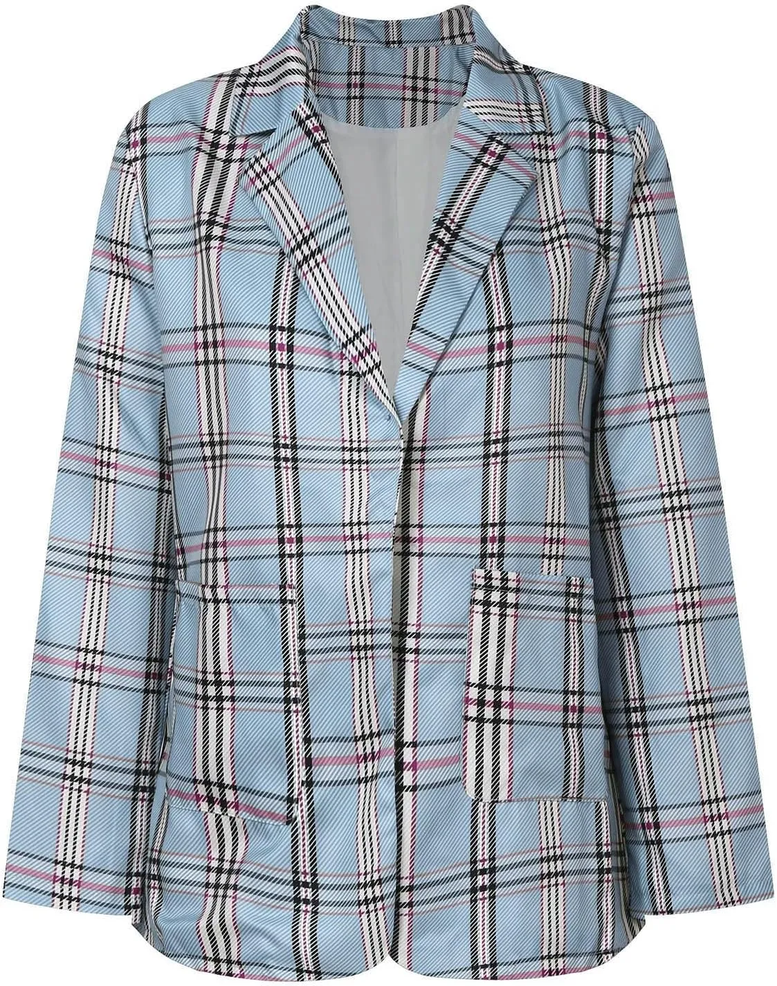 Lady Business Casual Plus Size Long Sleeve Work Jackets Lapel Open Front with Pockets Women Wool Coat