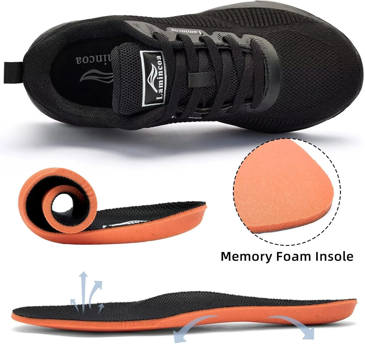 Lamincoa Womens Walking Shoes Lightweight Running Sneakers for Women Memory Foam Soft Women’s Tennis Shoes Breathable Mesh Shoes for Gym Workout Sports
