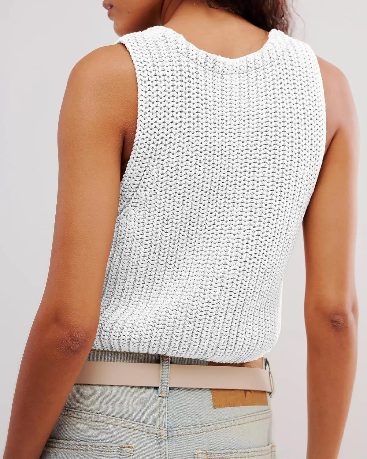 Locachy Women's Casual V Neck Knit Sweater Vest Soft Sleeveless Cropped Button Down Cardigan Tank Tops