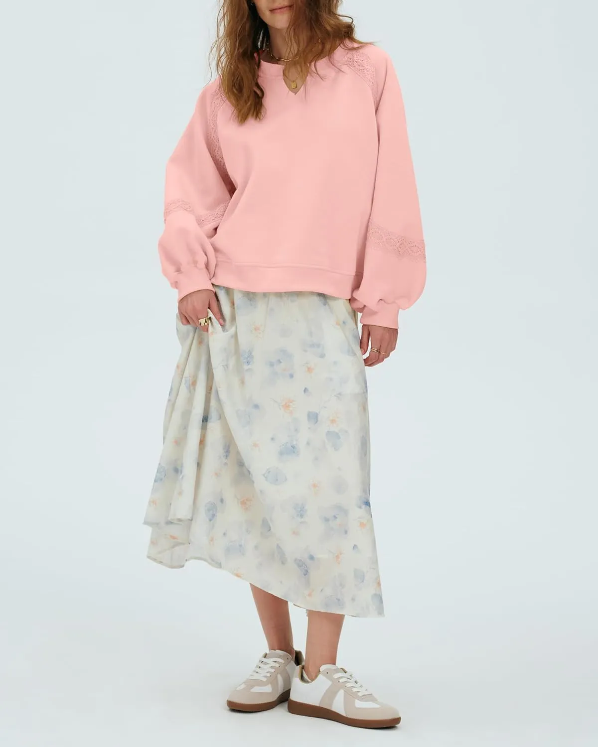 Locachy Womens Oversized Sweatshirt Casual V Neck Long Sleeve Cropped Pullover Tops Trendy Loose Blouses