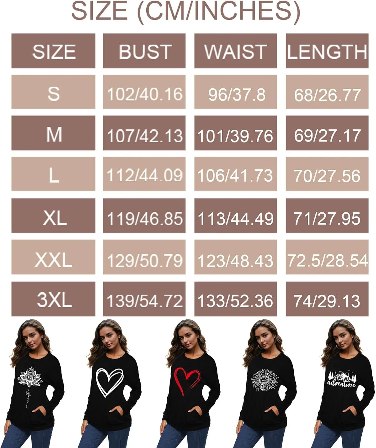 Long Sleeve Shirts for Women, Oversized Sweatshirt Pullover Graphic Tees Loose Fit Tops