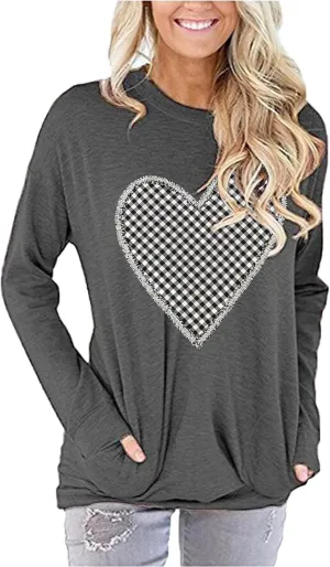 Long Sleeve Shirts for Women, Oversized Sweatshirt Pullover Graphic Tees Loose Fit Tops
