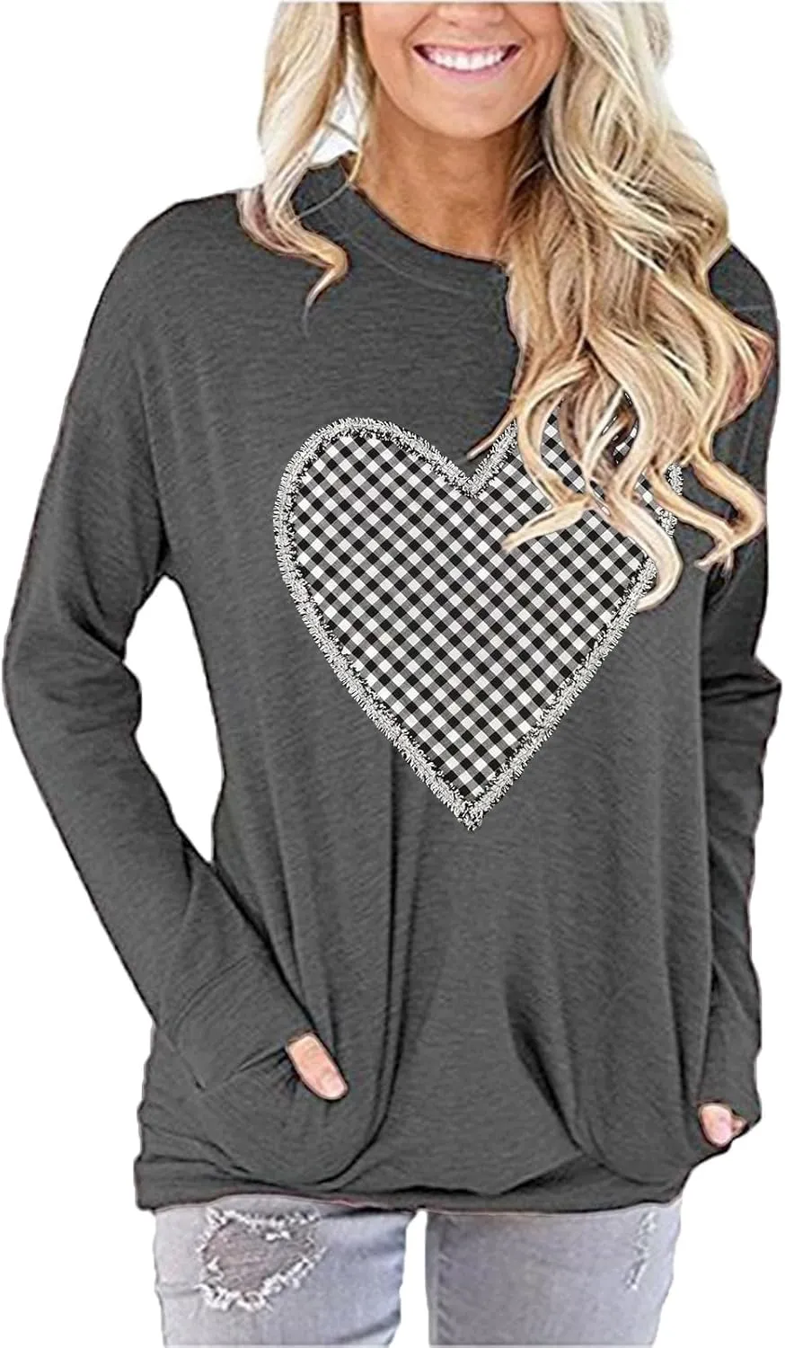 Long Sleeve Shirts for Women, Oversized Sweatshirt Pullover Graphic Tees Loose Fit Tops