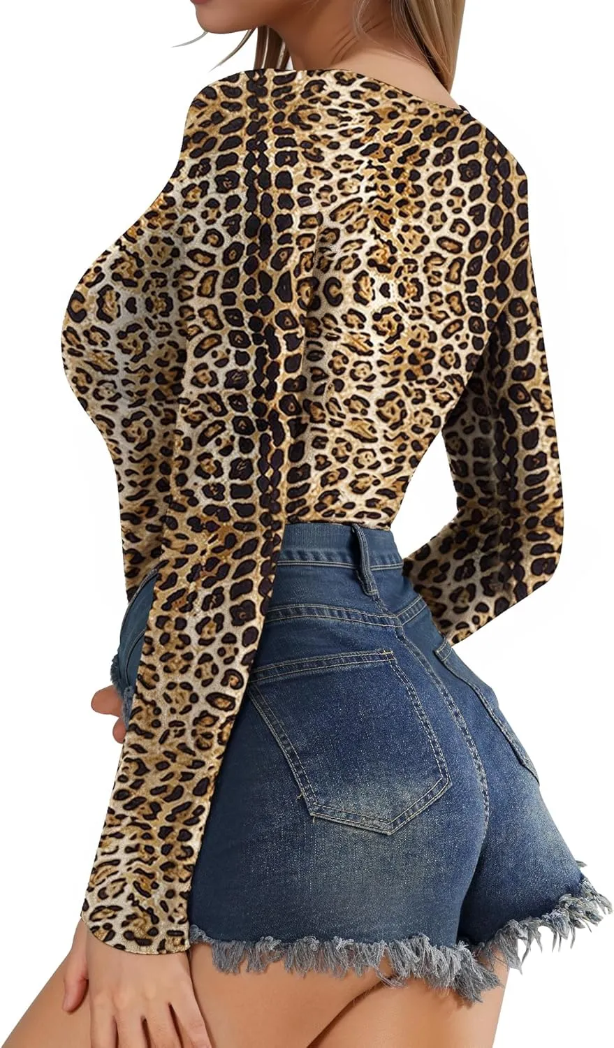 MANGOPOP Women's Cross Wrap Ruched Plunge Neck Deep V Long Sleeve Short Sleeve Bodysuits