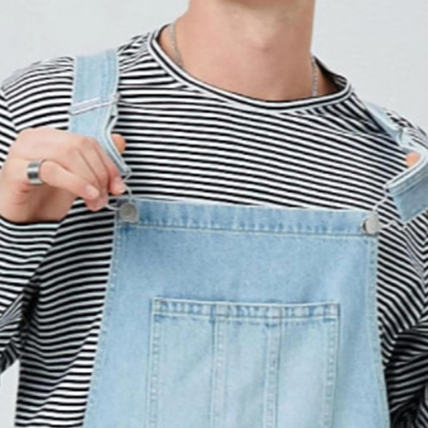 Men Midweight Tool Pockets Denim Overall Relaxed Fit Adjustable Straps Jeans Workwear Big Overall
