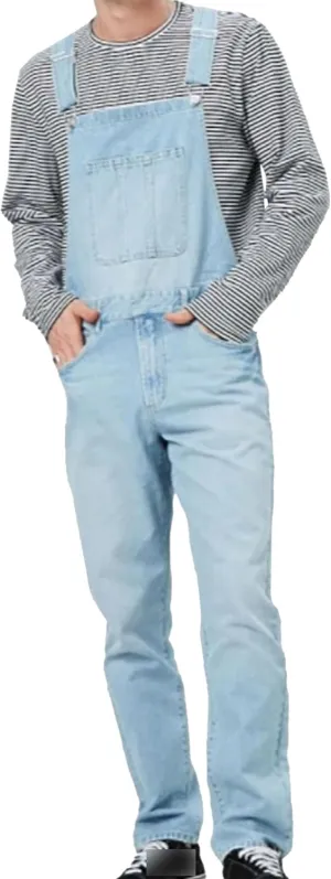 Men Midweight Tool Pockets Denim Overall Relaxed Fit Adjustable Straps Jeans Workwear Big Overall
