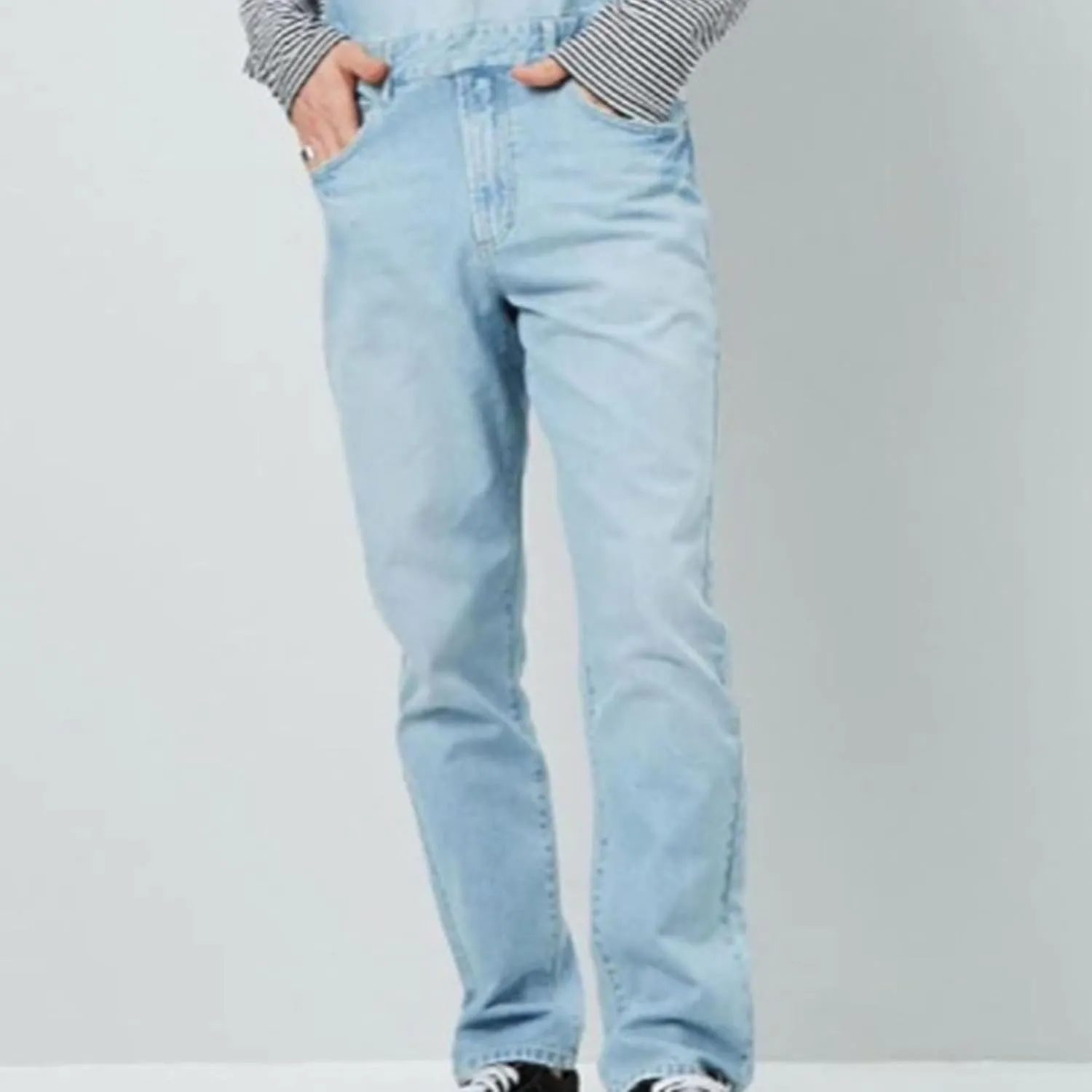 Men Midweight Tool Pockets Denim Overall Relaxed Fit Adjustable Straps Jeans Workwear Big Overall