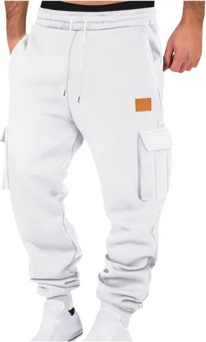 Men's Cargo Jogger Pants Elastic Waist Drawstring Side Pockets Relaxed Comfortable Casual Outdoor Streetwear