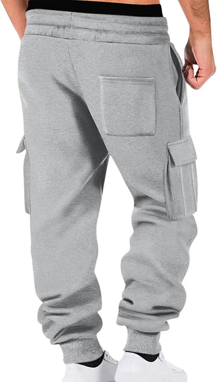 Men's Cargo Jogger Pants Elastic Waist Drawstring Side Pockets Relaxed Comfortable Casual Outdoor Streetwear