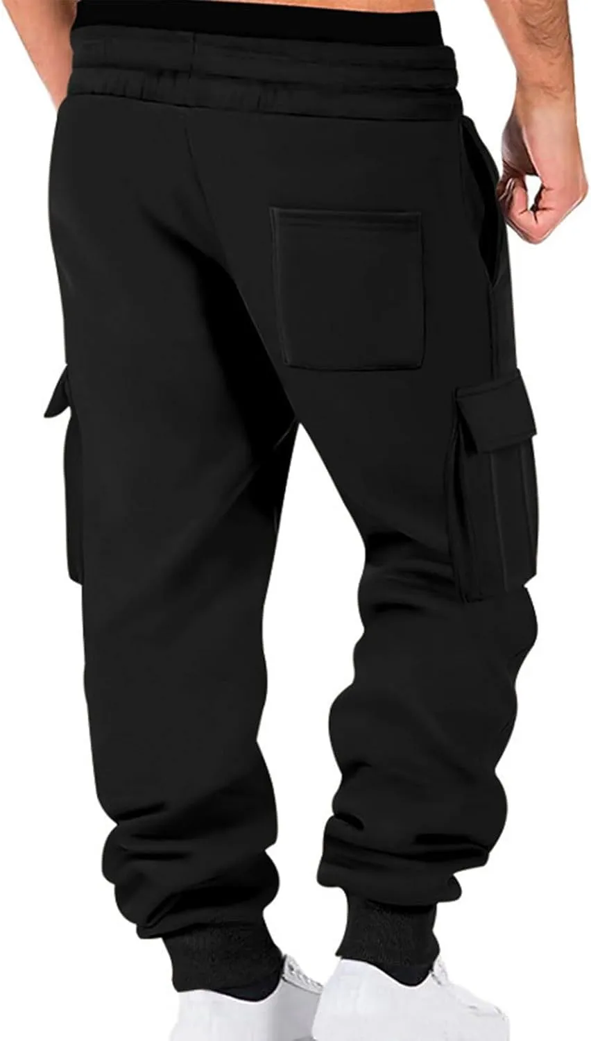Men's Cargo Jogger Pants Elastic Waist Drawstring Side Pockets Relaxed Comfortable Casual Outdoor Streetwear