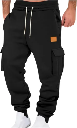 Men's Cargo Jogger Pants Elastic Waist Drawstring Side Pockets Relaxed Comfortable Casual Outdoor Streetwear
