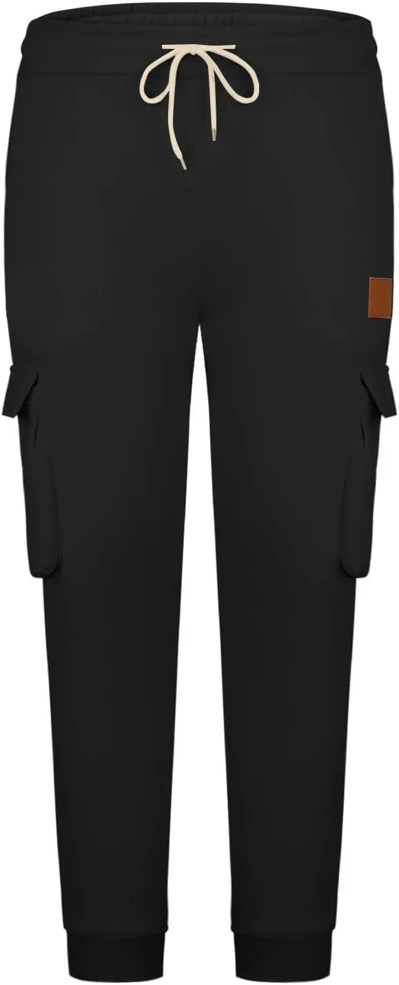 Men's Cargo Jogger Pants Elastic Waist Drawstring Side Pockets Relaxed Comfortable Casual Outdoor Streetwear