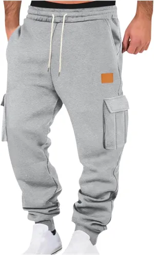 Men's Cargo Jogger Pants Elastic Waist Drawstring Side Pockets Relaxed Comfortable Casual Outdoor Streetwear