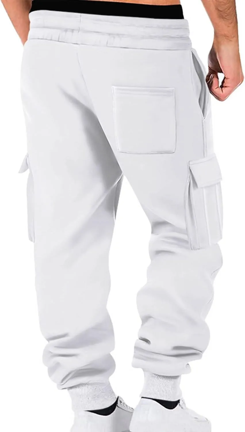 Men's Cargo Jogger Pants Elastic Waist Drawstring Side Pockets Relaxed Comfortable Casual Outdoor Streetwear