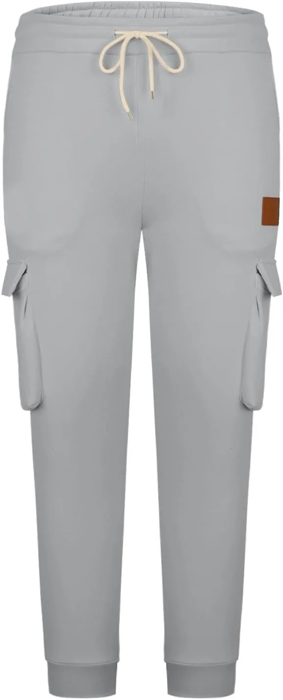 Men's Cargo Jogger Pants Elastic Waist Drawstring Side Pockets Relaxed Comfortable Casual Outdoor Streetwear