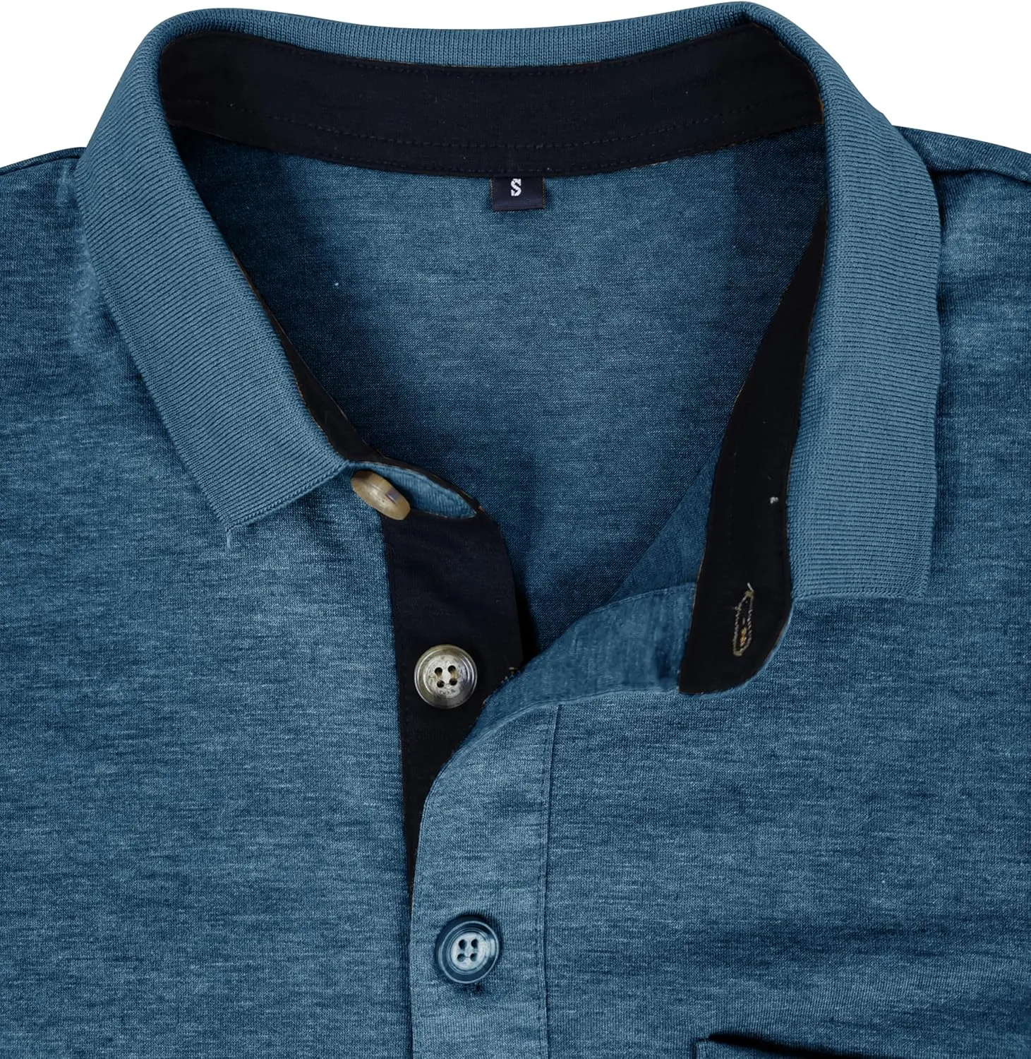 Mens Long Sleeve Polo Shirts Casual Fashion Button Up Collared Golf T Shirts with Pocket