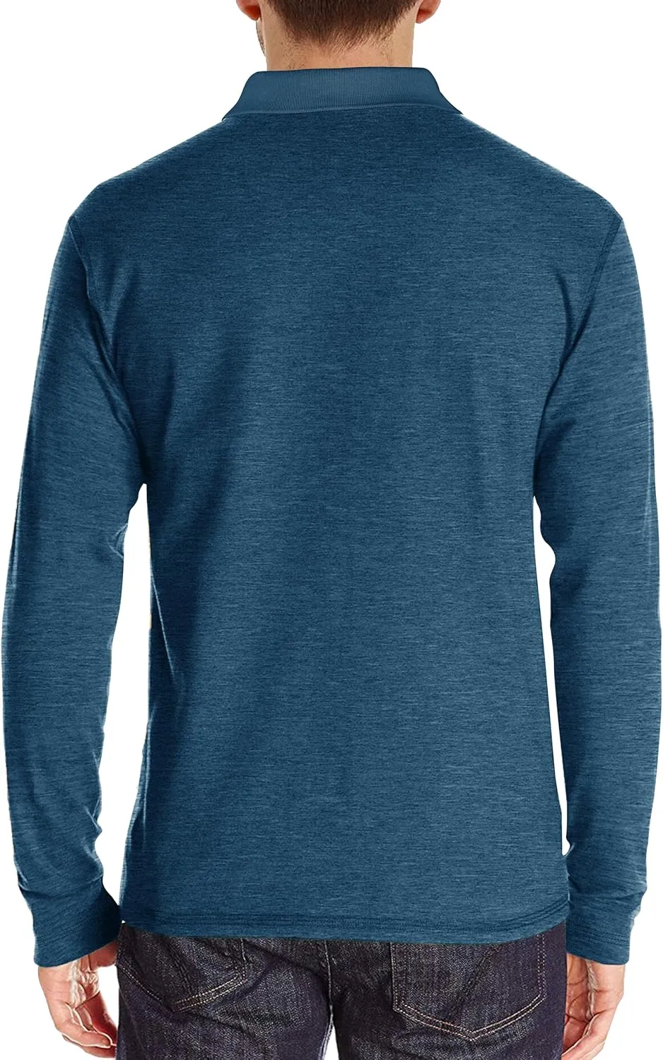 Mens Long Sleeve Polo Shirts Casual Fashion Button Up Collared Golf T Shirts with Pocket
