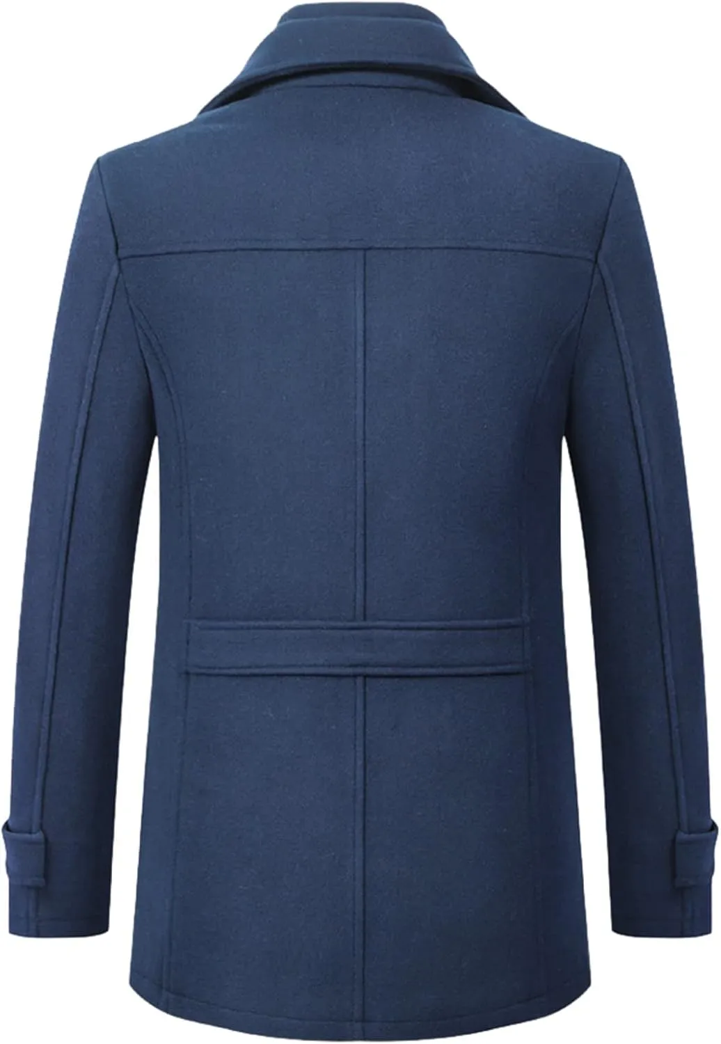 Men's Wool Blend Pea Coat Gentle Layered Collar Single Breasted Quilted Lined Jacket Winter Warm Business Coat