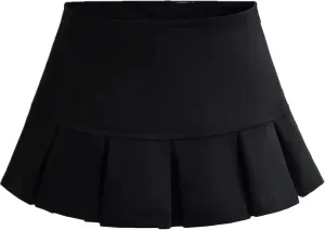 Mini Pleated Skirts for Women, Y2K High Waist Stretchy Tennis Skater A-Line Short Skirt with Shorts Underneath. Black