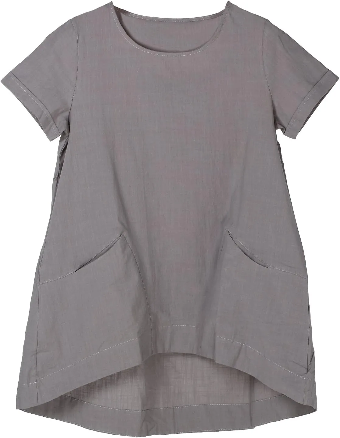 Minibee Women's Cotton Linen Short Sleeve Tunic/Top Tees