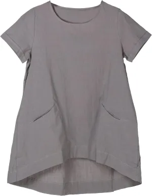 Minibee Women's Cotton Linen Short Sleeve Tunic/Top Tees