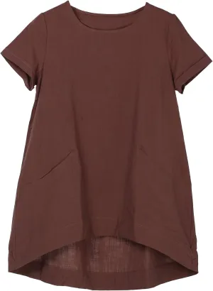 Minibee Women's Cotton Linen Short Sleeve Tunic/Top Tees