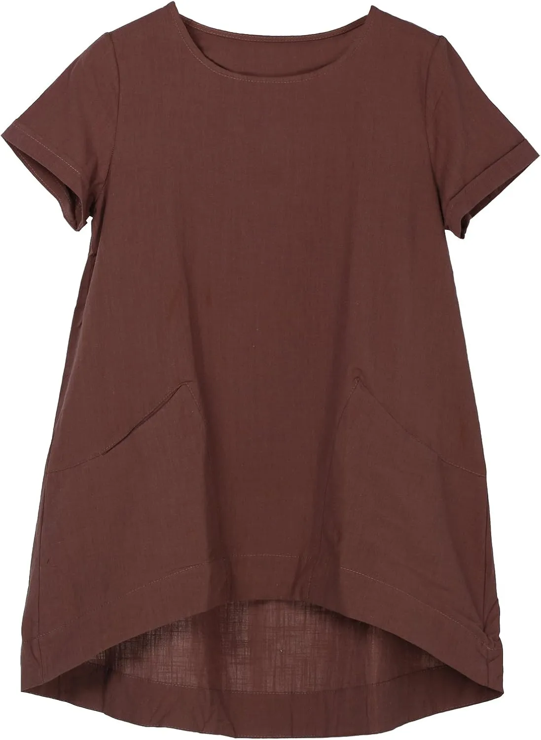 Minibee Women's Cotton Linen Short Sleeve Tunic/Top Tees