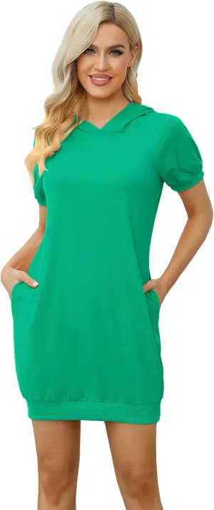 MISSKY Women's Casual Pockets Sweatshirt Tops Pullover Hoodie Dress