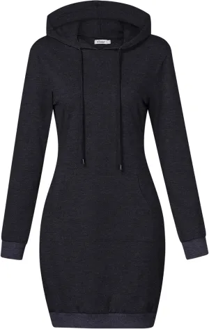MISSKY Women's Pullover Hooded Kangaroo Pocket Sweatshirt Casual Hoodie Dress