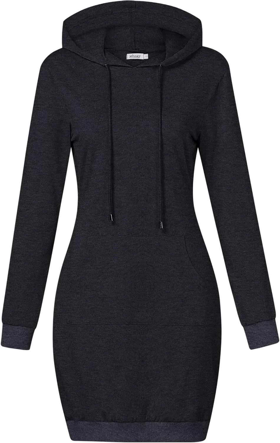 MISSKY Women's Pullover Hooded Kangaroo Pocket Sweatshirt Casual Hoodie Dress