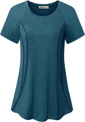MOQIVGI Womens Short Sleeve Workout Shirts Yoga Running Fitness Activewear Tops