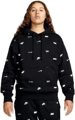 Nike Club Fleece Men's Allover Print Pullover Hoodie Size- Medium Black/White