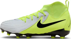 Nike Jr. Phantom Luna 2 Academy Little/Big Kids' MG Soccer Cleats (FJ2603-003, Metallic Silver/Volt/Black) Size 4.5