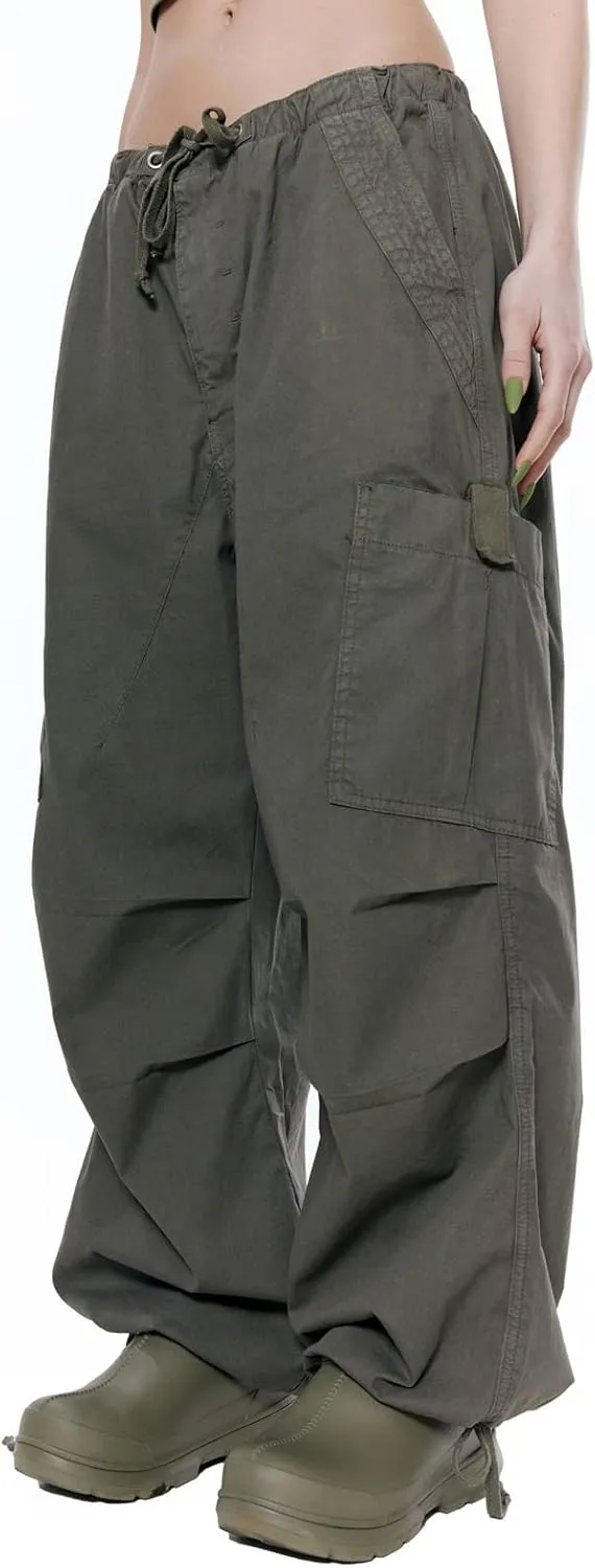 NUFIWI Women Baggy Wide Leg Cargo Pants Low Waist Drawstring Sweatpants Summer Casual Jogger Trousers