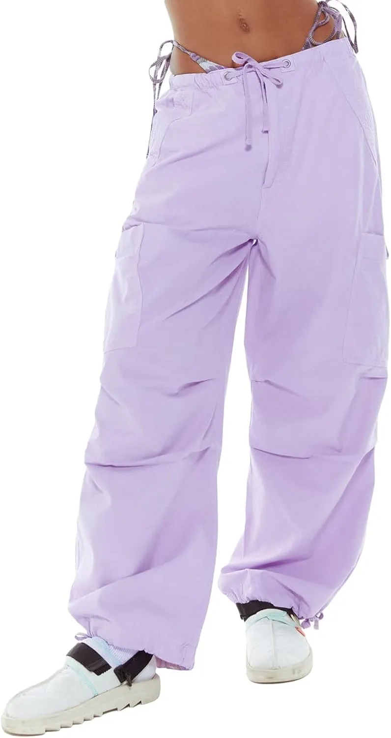 NUFIWI Women Baggy Wide Leg Cargo Pants Low Waist Drawstring Sweatpants Summer Casual Jogger Trousers