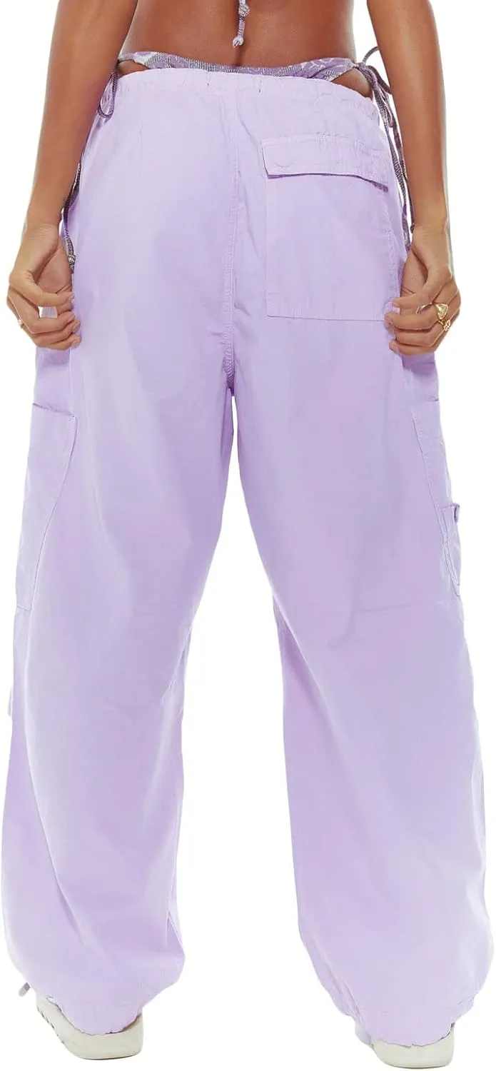 NUFIWI Women Baggy Wide Leg Cargo Pants Low Waist Drawstring Sweatpants Summer Casual Jogger Trousers