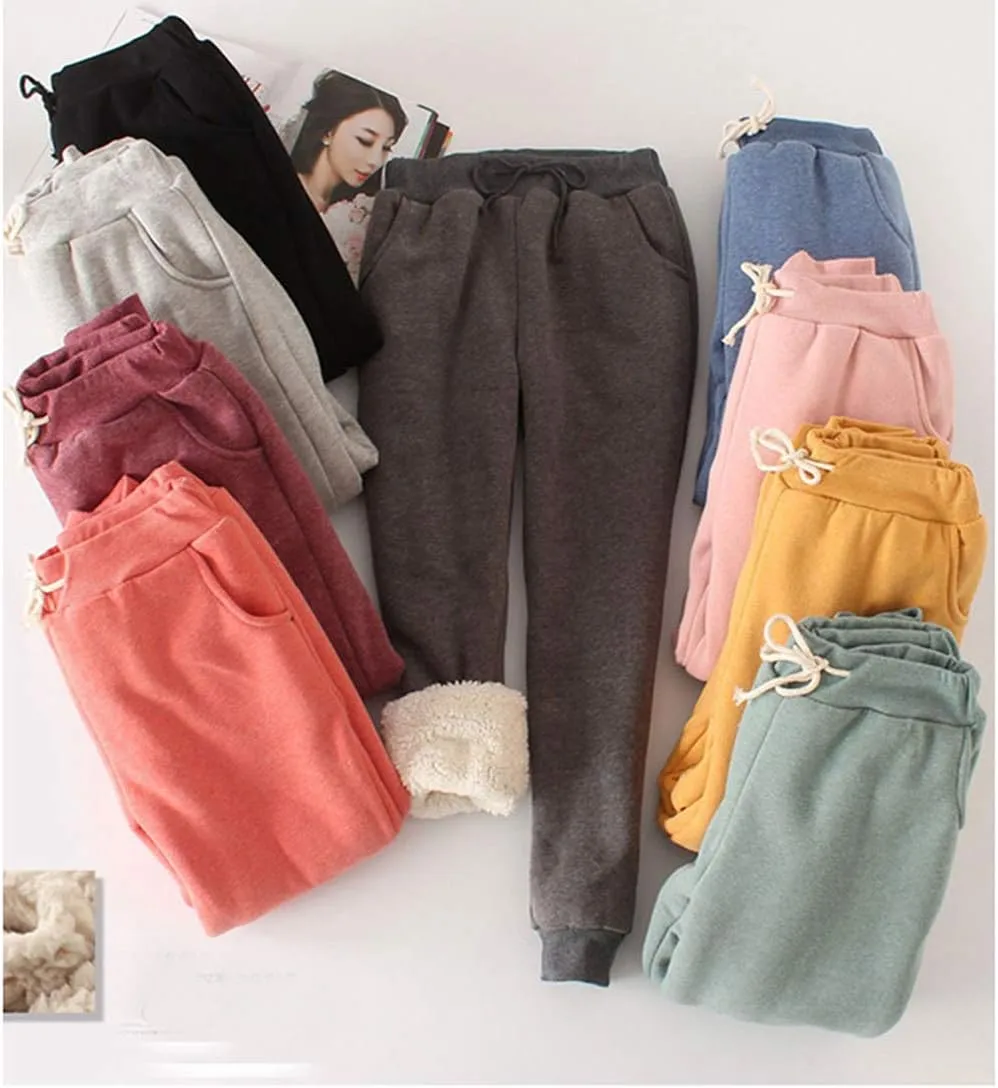 Omoone Women's Loose Winter Thick Fleece Lined Jogger Harem Pants Sweatpants